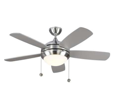 Monte Carlo Discus Classic II 44 in. Integrated LED Brushed Steel Ceiling Fan with Light Kit