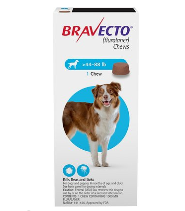Bravecto Chews For Dogs, 44-88 Lbs, 1 Treatment