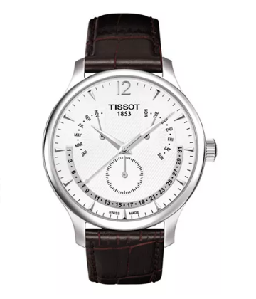 Tissot Men's Swiss Tradition Perpetual Calendar Brown Leather Strap Watch 42mm