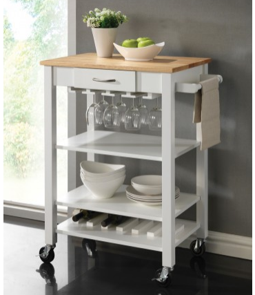 White/Natural Kitchen Cart by Coaster
