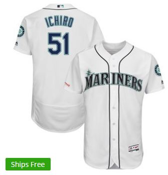Men's Seattle Mariners Ichiro Suzuki Majestic White Home Flex Base Authentic Collection Player Jersey