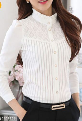 High Neck Single Breasted Plain Blouses