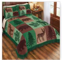 Forest Lodge Patchwork Chenille Bedspread
