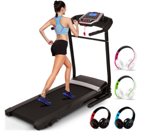 Fitness Exercise Equipment Running Machine Electric Treadmill Home Gym With Headphone
