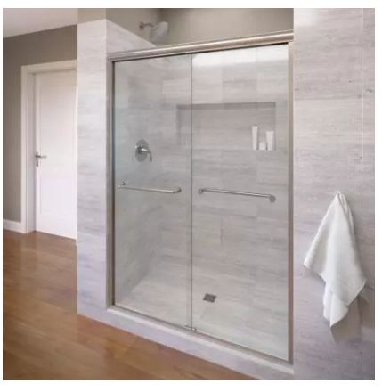 Basco A0054-60CLBN Infinity 70" High x 58-1/2" Wide Bypass Framed Shower Door with Clear Glass