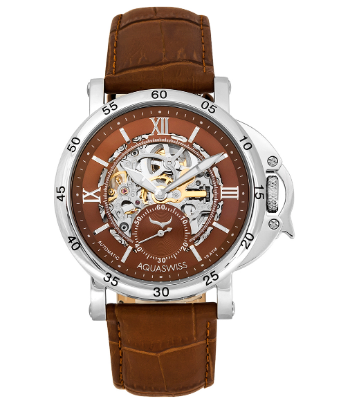 Aquaswiss Brown Leather-Strap Watch