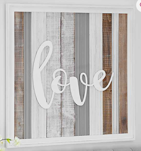 Love Washed Planks Wooden Wall Plaque