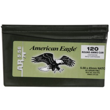 American Eagle 5.56mm 62gr Fmj Steel Core Ammunition 120rd Mini-can