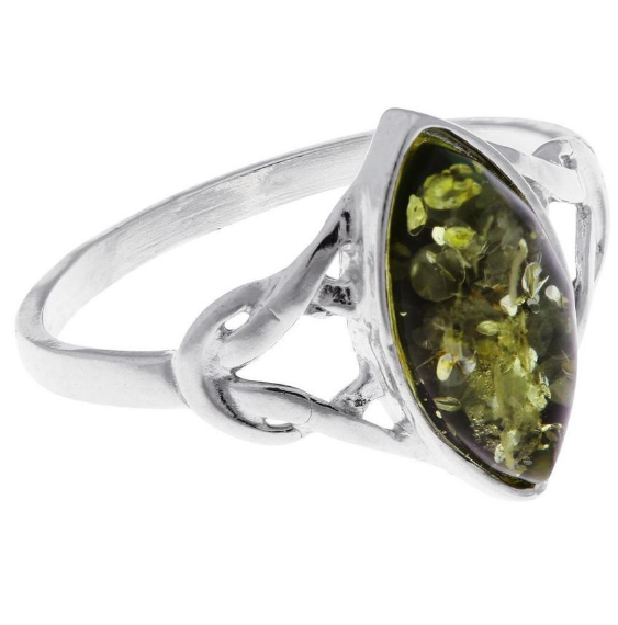 Green Amber Celtic Ring - North/South