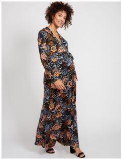 Floral Wrap Maxi Maternity Dress