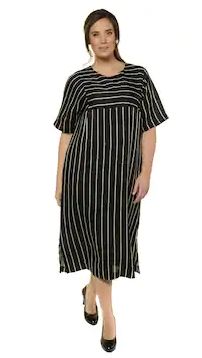 Crinkle Mix It Up Stripe Short Sleeve Lined Dress