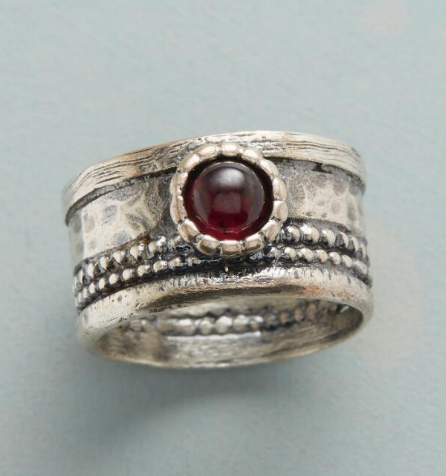 Crowned Garnet Ring