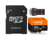AlphX 32GB Micro SD Cards + Bonus Adapter & USB Card Reader (3-Pack)