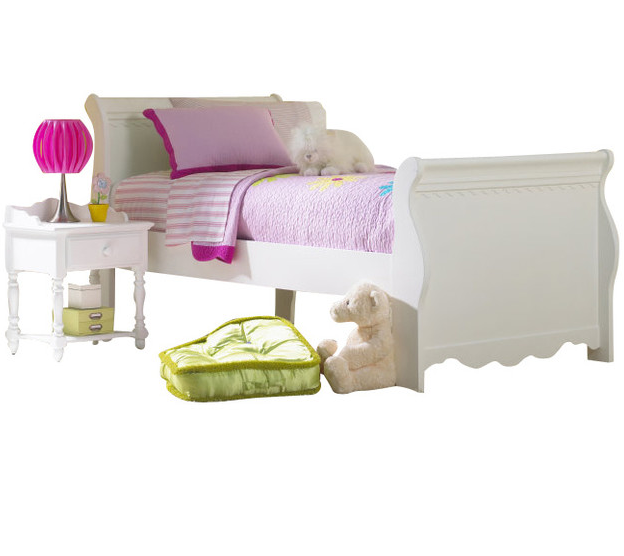 Hillsdale Furniture Lauren Sleigh Bed Set, Full with Rails, White