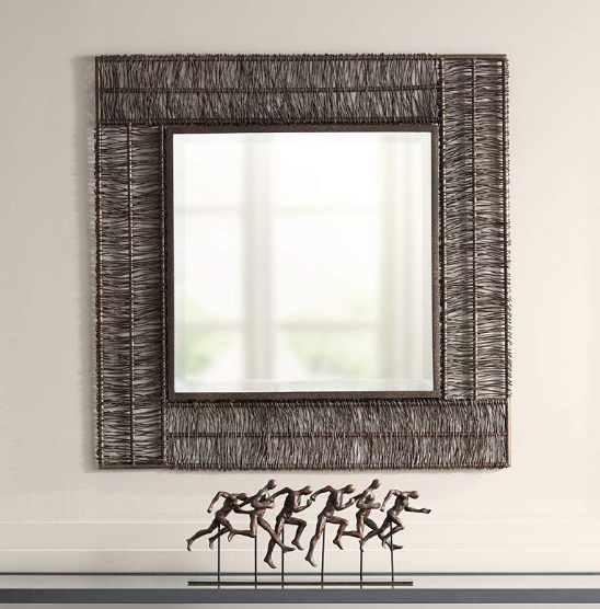 Berlin Brown 30 3/4" Square Wrapped Wire Wall Mirror