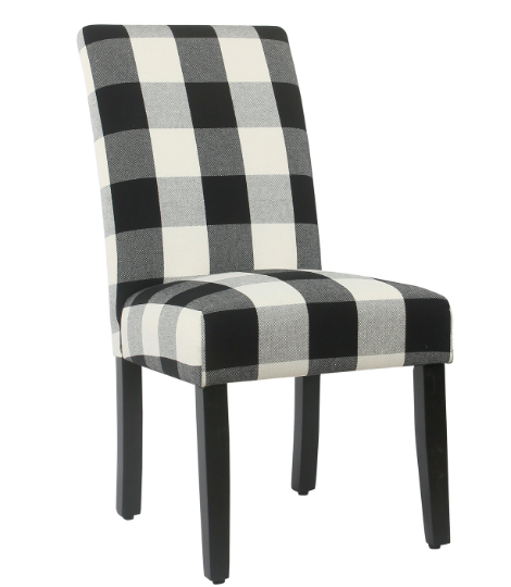 Meadow Lane Black Plaid Parsons Dining Chair - Set of 2