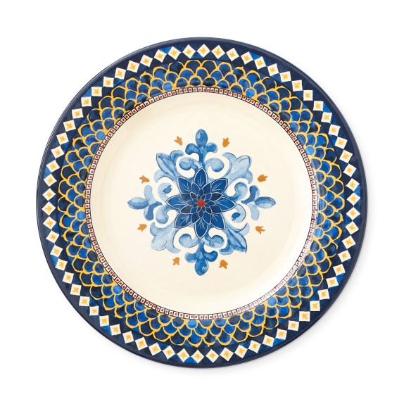 Sicily Outdoor Melamine Dinner Plates, Blue, Set Of 4
