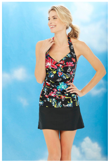 Printed Ruched Halter Skirtini by Shape Benefits
