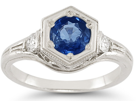 Roman Art Deco Sapphire and Diamond Ring