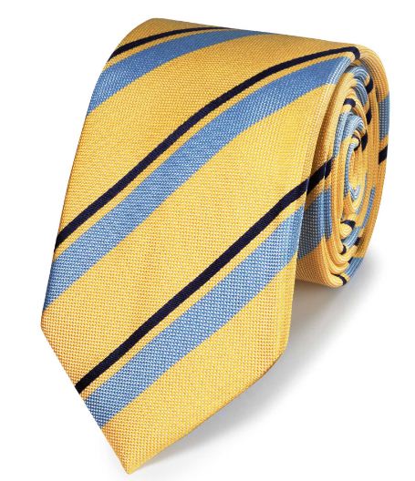Yellow And Blue Stripe Silk Classic Tie
