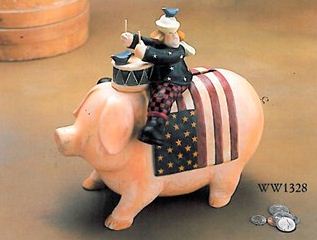 Vintage Find! Americana Piggy Bank Williraye Studios