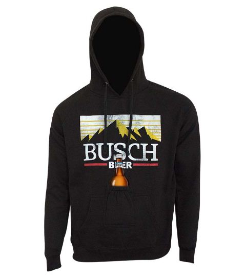 Busch Mountain Logo Black Beer Pouch Hoodie