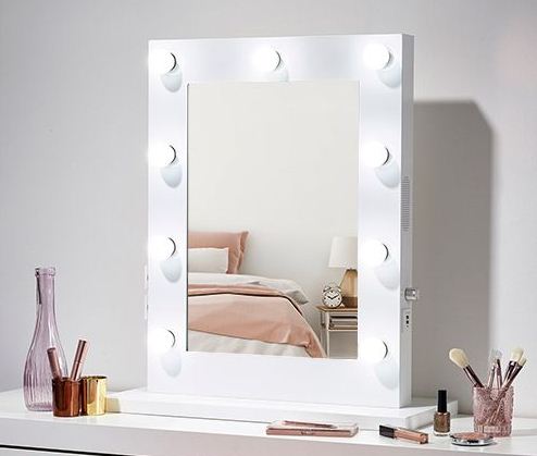 Destiny Hollywood LED Mirror - 450 X 650 Mm Knob Dimmer Switch, Bluetooth Audio, White Base And Frame
