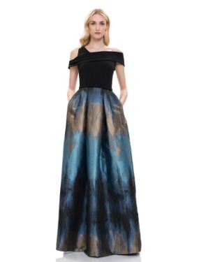 Crepe Gown With Mikado Skirt
