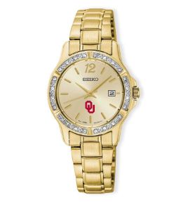 Women's Gold Oklahoma Sooners Prime Crystal Watch