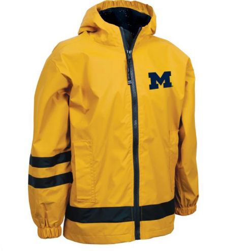 Primary Logo Michigan Left Chest Charles River Youth New Englander Rain Jacket - Yellow