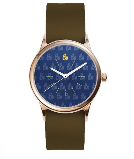 Bo Schembechler Signature Rose Metal Watch - Brown Leather Band