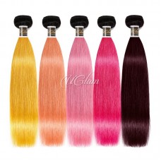 Uglam Hair 1B Yellow/Coral/Pink/Rosy/99J Straight Bundles Deal