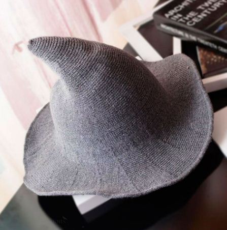 Grey Wool Witches Hat