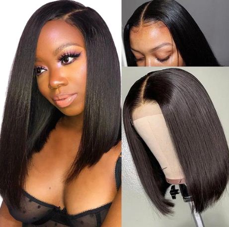 13*4/13*6 150% density Straight Short Bob Wig Lace Front Human Hair Wigs For Black Women