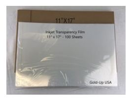 11" x 17" Waterproof Inkjet Transparency Film - 100 Sheets