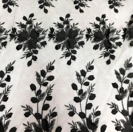Black 3D Floral Lace Fabric